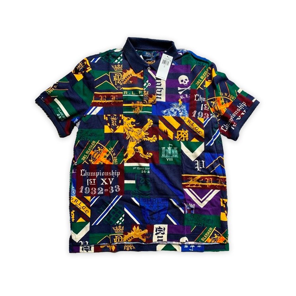 POLO - Classic Fit Varsity Blocked Mesh - L